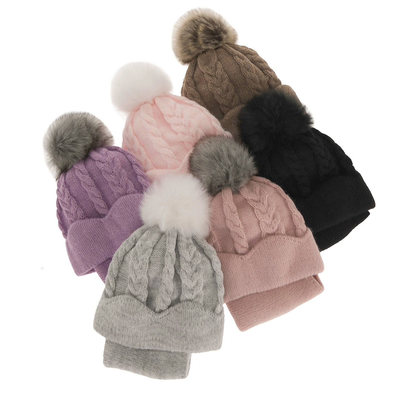 Ensemble d'hiver fille: bonnet et snood, gris, avec pompon, Etula