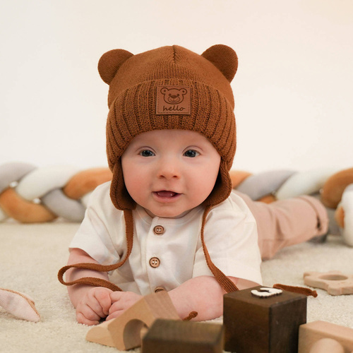 Jongens winter set muts en sjaal, zwart, met bindkoorden, Petit