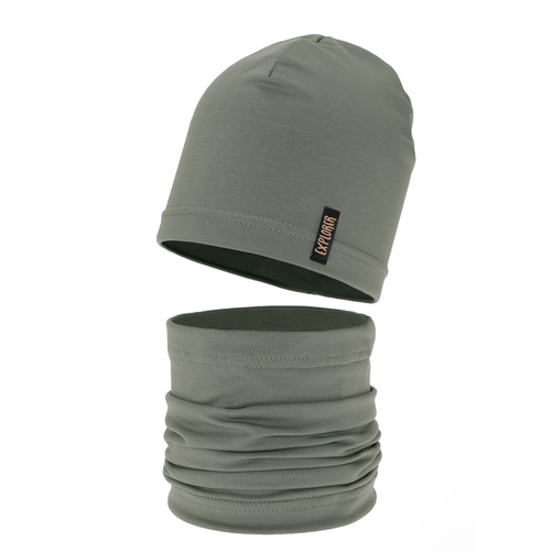 Ensemble automne/printemps garçon: bonnet et snood, vert, Hobart