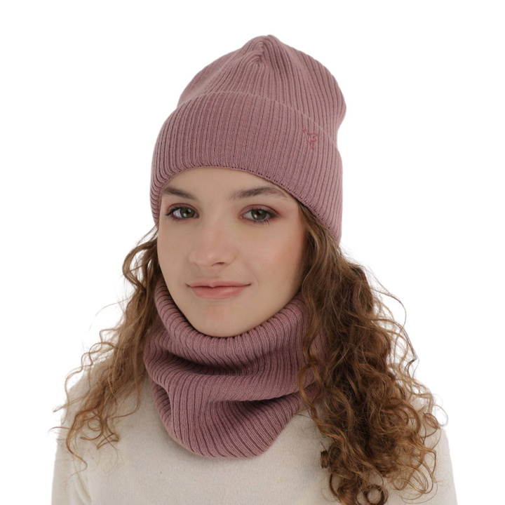 Ensemble d'hiver fille: bonnet et snood, violet, Rosetta