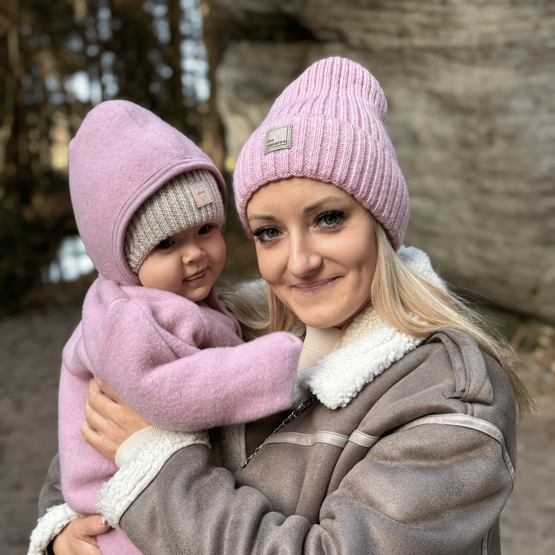 Bonnet d'hiver femme, beige, avec laine mérinos, Benedetta