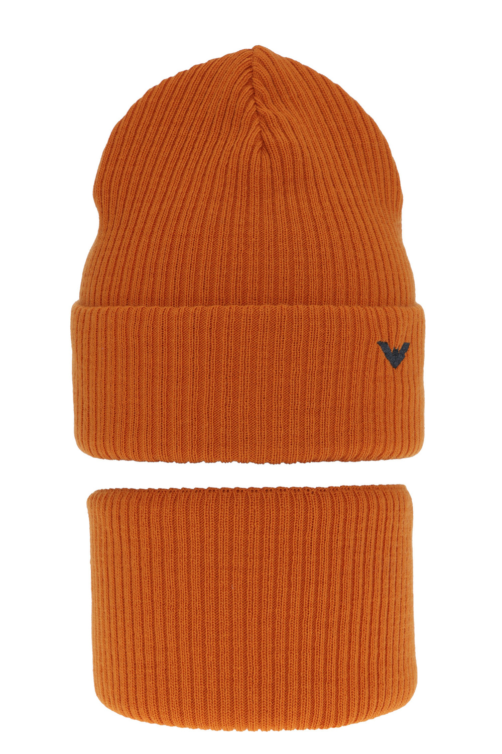 Ensemble d'hiver garçon: bonnet et snood, orange, avec pompon, Romeo