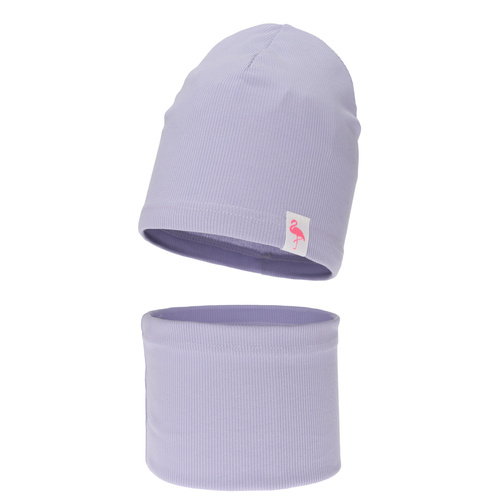 Ensemble automne/printemps fille: bonnet et snood, en coton, violet, Rumilla