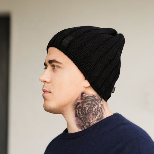 Heren wintermuts, zwart, Derek