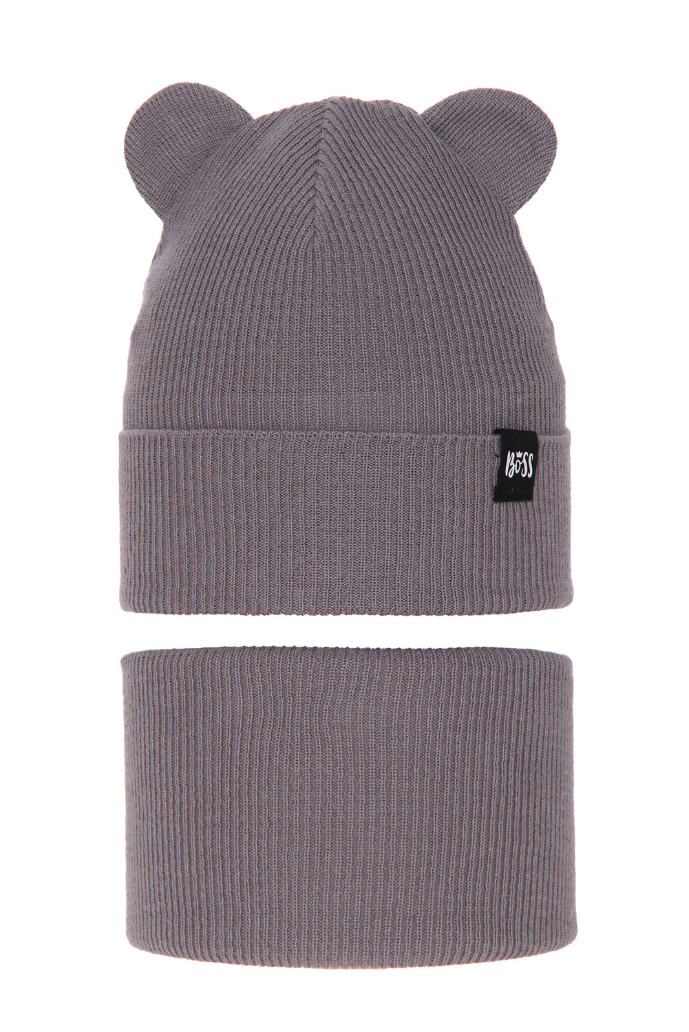Jongs herfst/lente set muts en sjaal, met katoen, grijs, Grajan