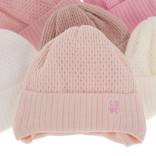 Bonnet automne/printemps fille, rose, avec liens, Camilla