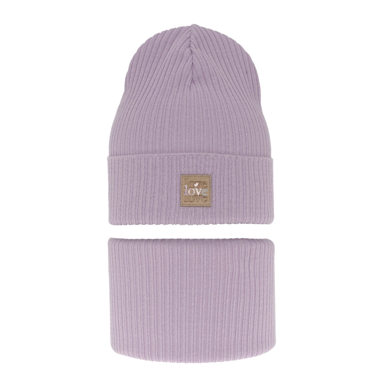 Ensemble automne/printemps fille: bonnet et snood, met katoen, violet, Furora