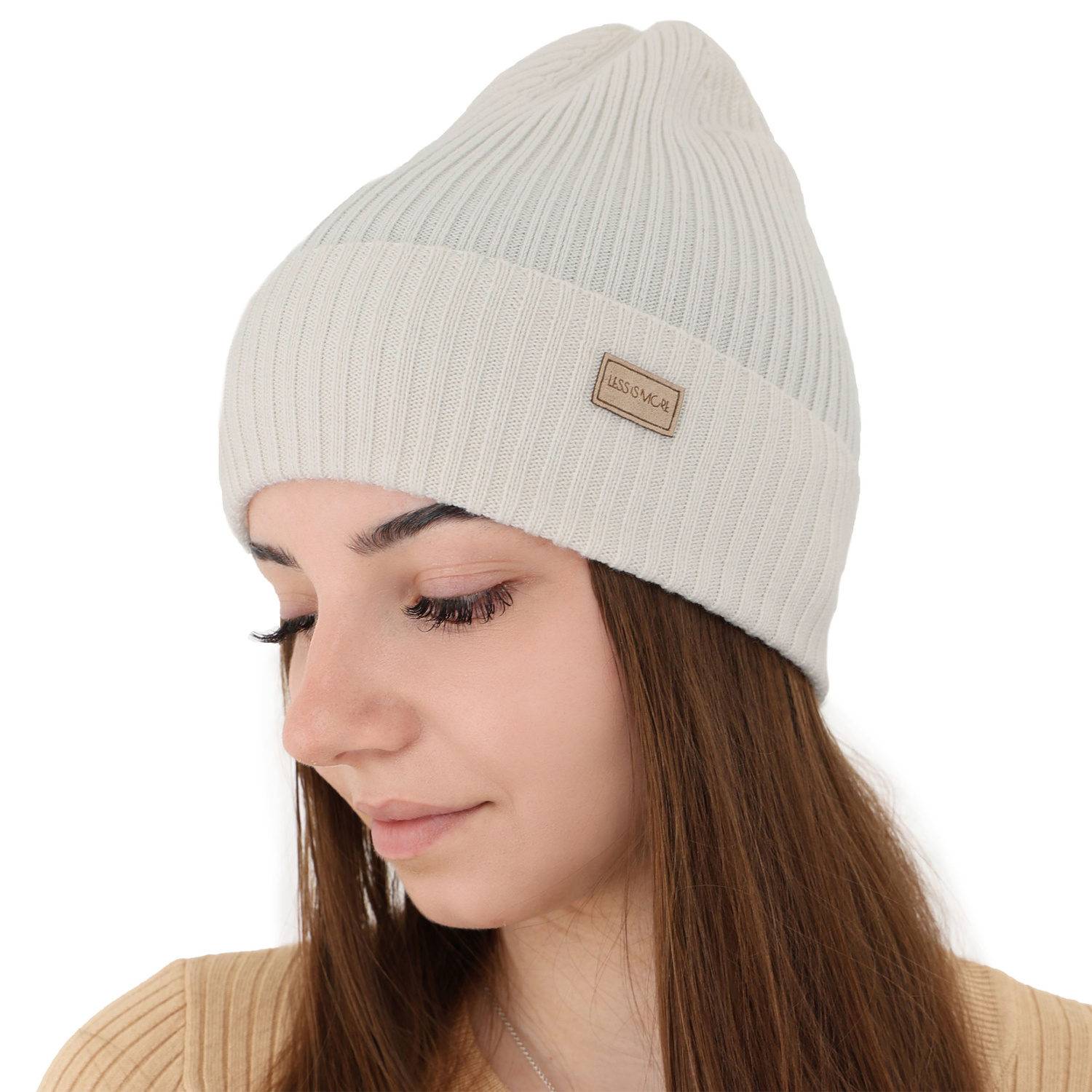 Bonnet d'hiver, printemps femme, crème, Avec laine mérinos, Sophie