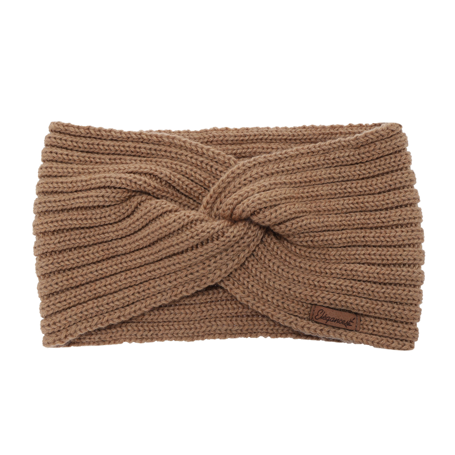 Dames winter hoofdband, camel, 100% Merino Wol, Veka