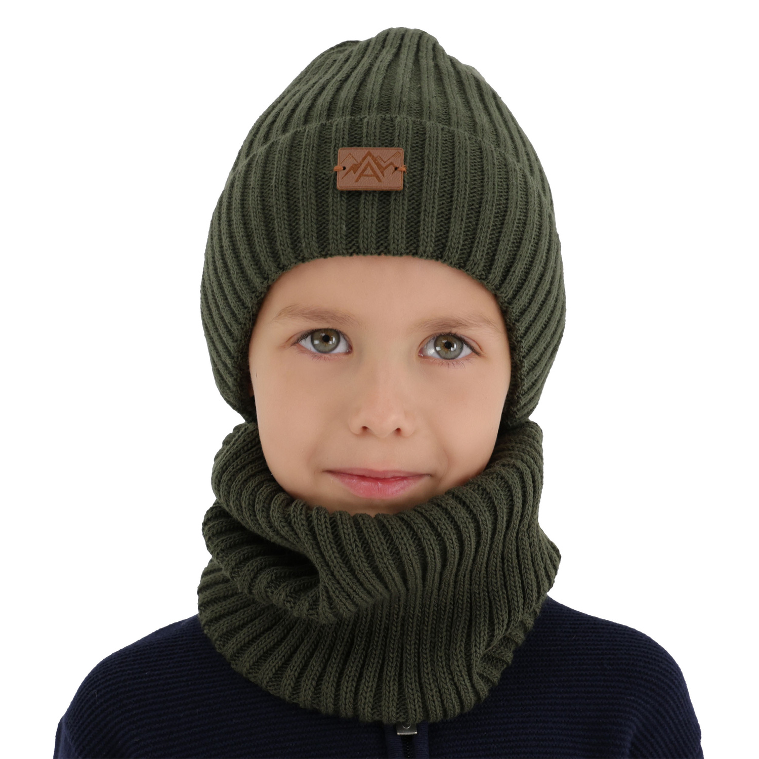 Ensemble d'hiver garçon: bonnet et snood, khaki, Fargo