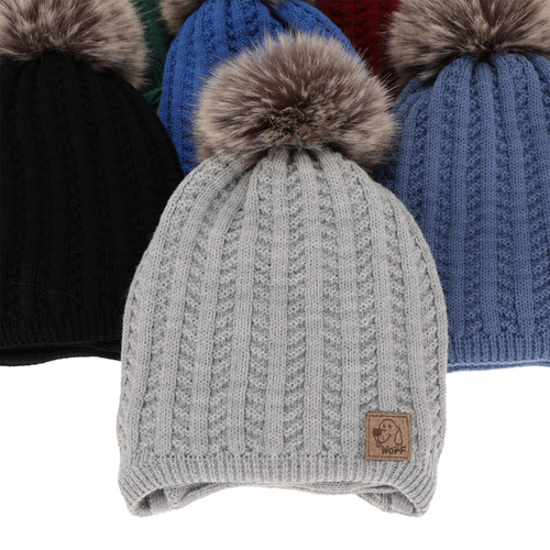 Ensemble d'hiver garçon: bonnet et snood, gris clair, avec pompon, Endo