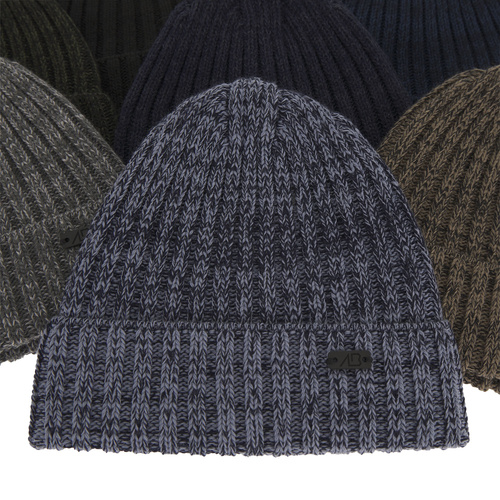 Bonnet d'hiver homme, hiver, bleu marine, avec laine mérinos, Timon