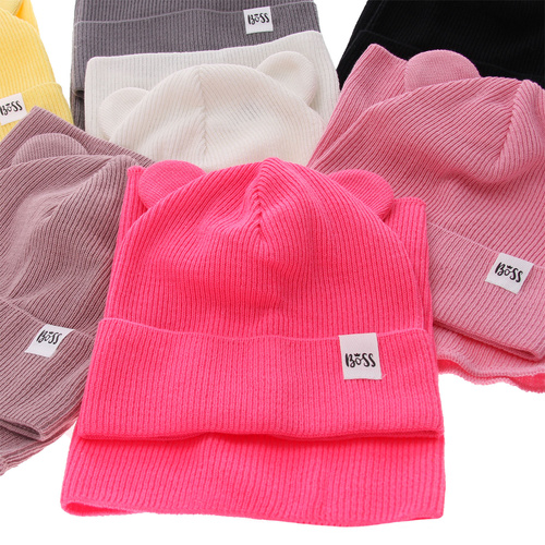 Meisjes herfst/lente set muts en buissjaal, met katoen, roze, Kajra