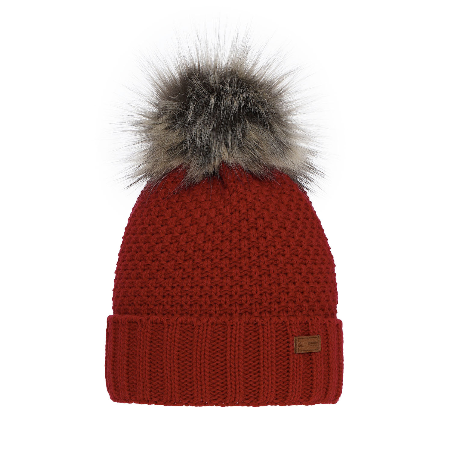 Meisjes wintermuts, rood, met garen pompon, Pola