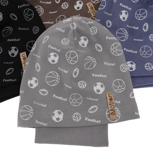 Ensemble automne/printemps garçon: bonnet et snood, brun, en coton, Paolo