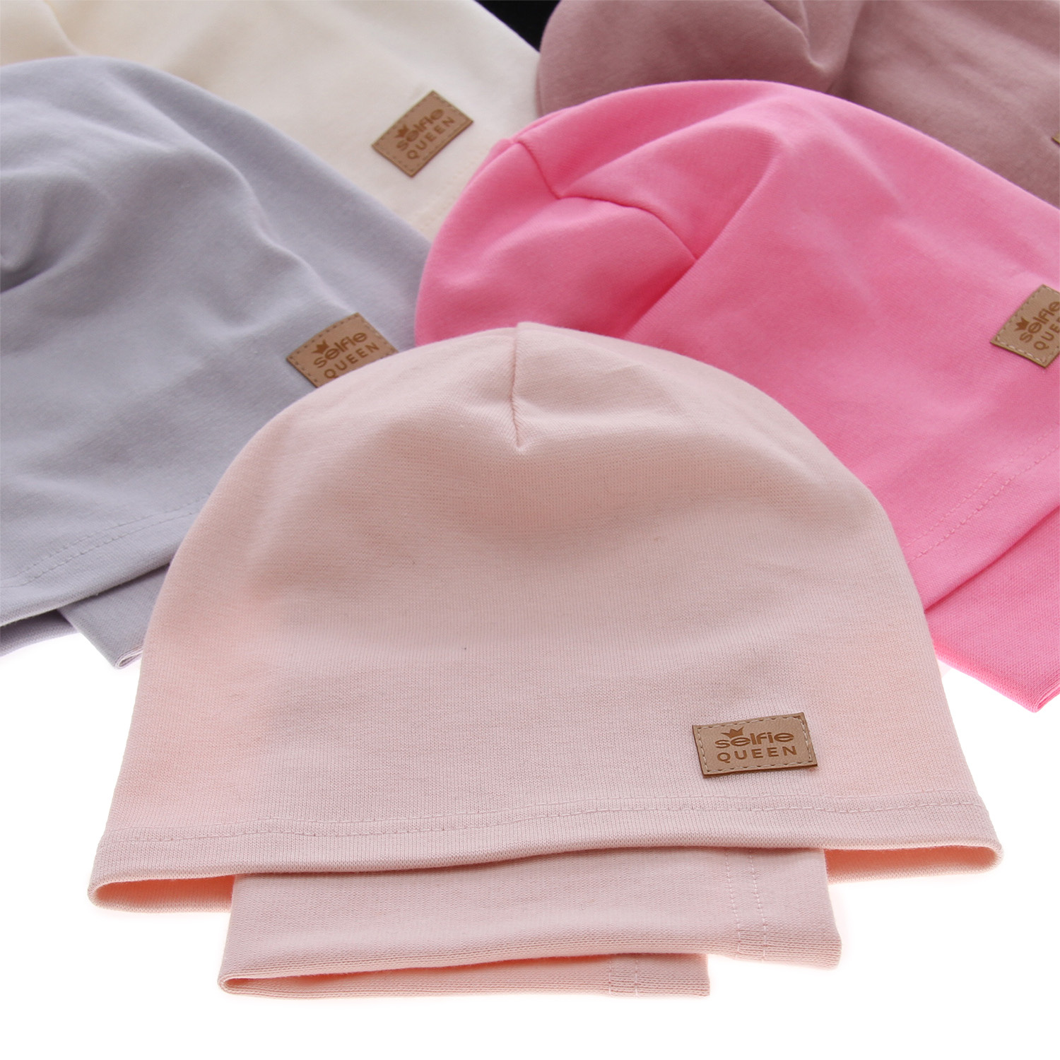 Meisjes herfst/lente set muts en buissjaal, roze, katoenen, Selfie