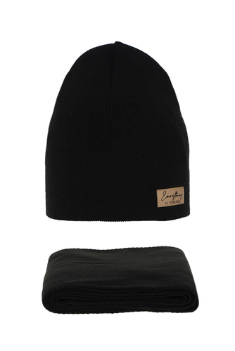 Dames herfst/lente set muts en sjaal, zwart, Zula