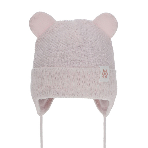 Meisjes wintermuts, roze, met bindkoorden, Lala