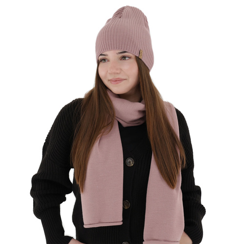 Dames winter set (muts en sjaal), roze, Fena