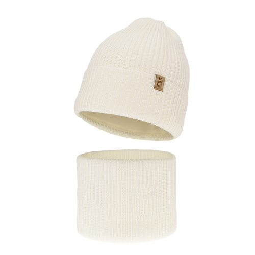 Ensemble d'hiver fille: bonnet et snood, crème, Edera