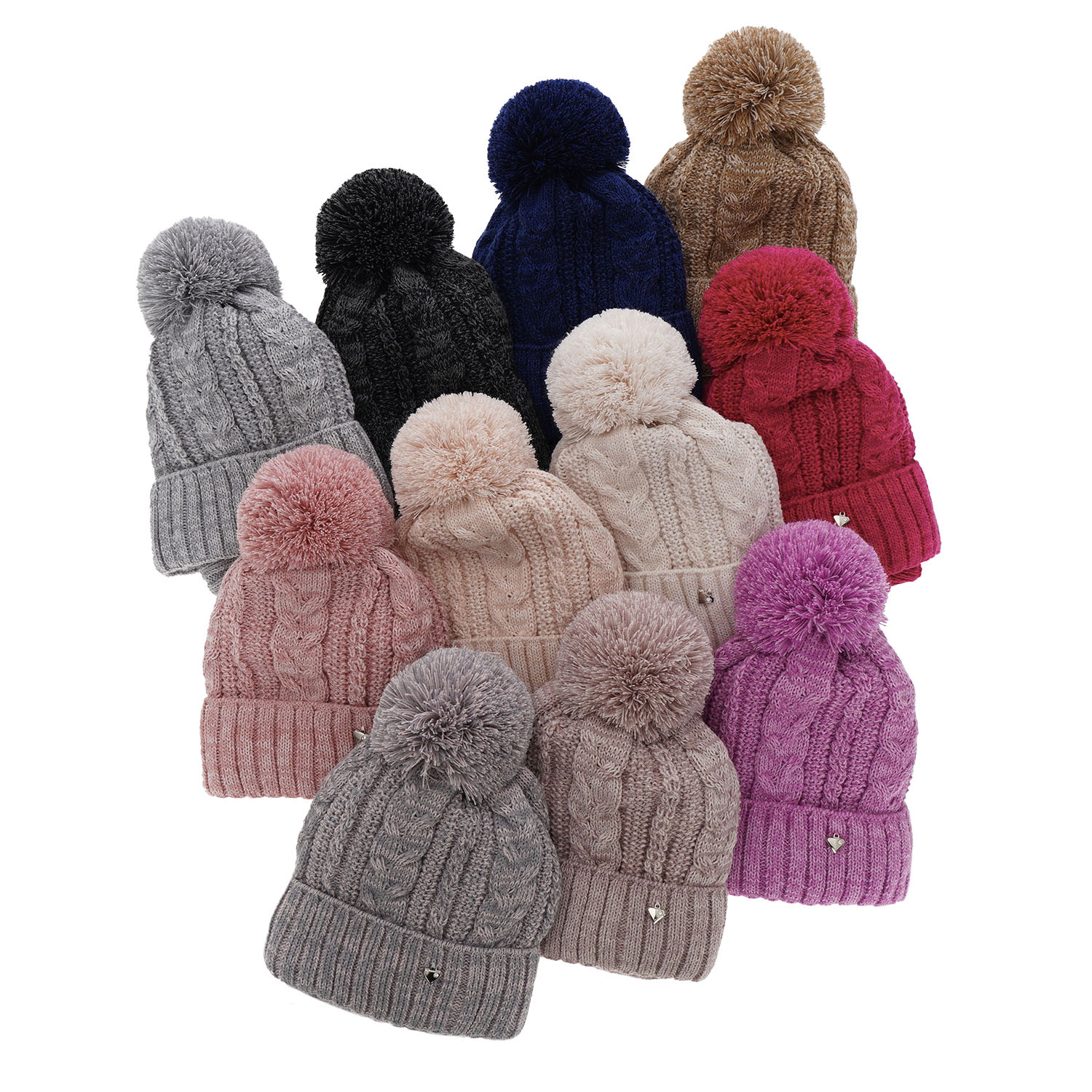 Meisjes winter set muts en sjaal, bruin, met garen pompon, Maroko