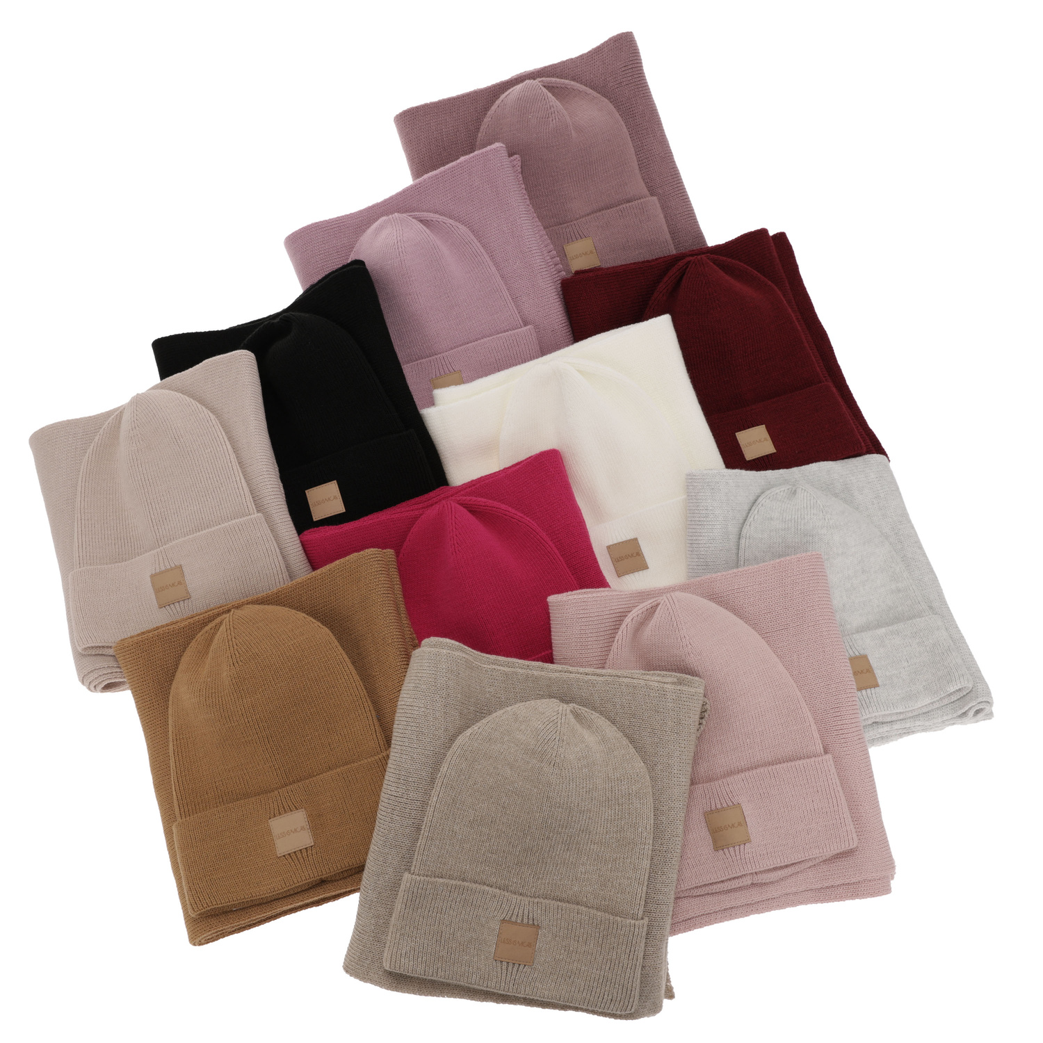 Ensemble d'hiver femme: bonnet et écharpe, rose, Nathalie