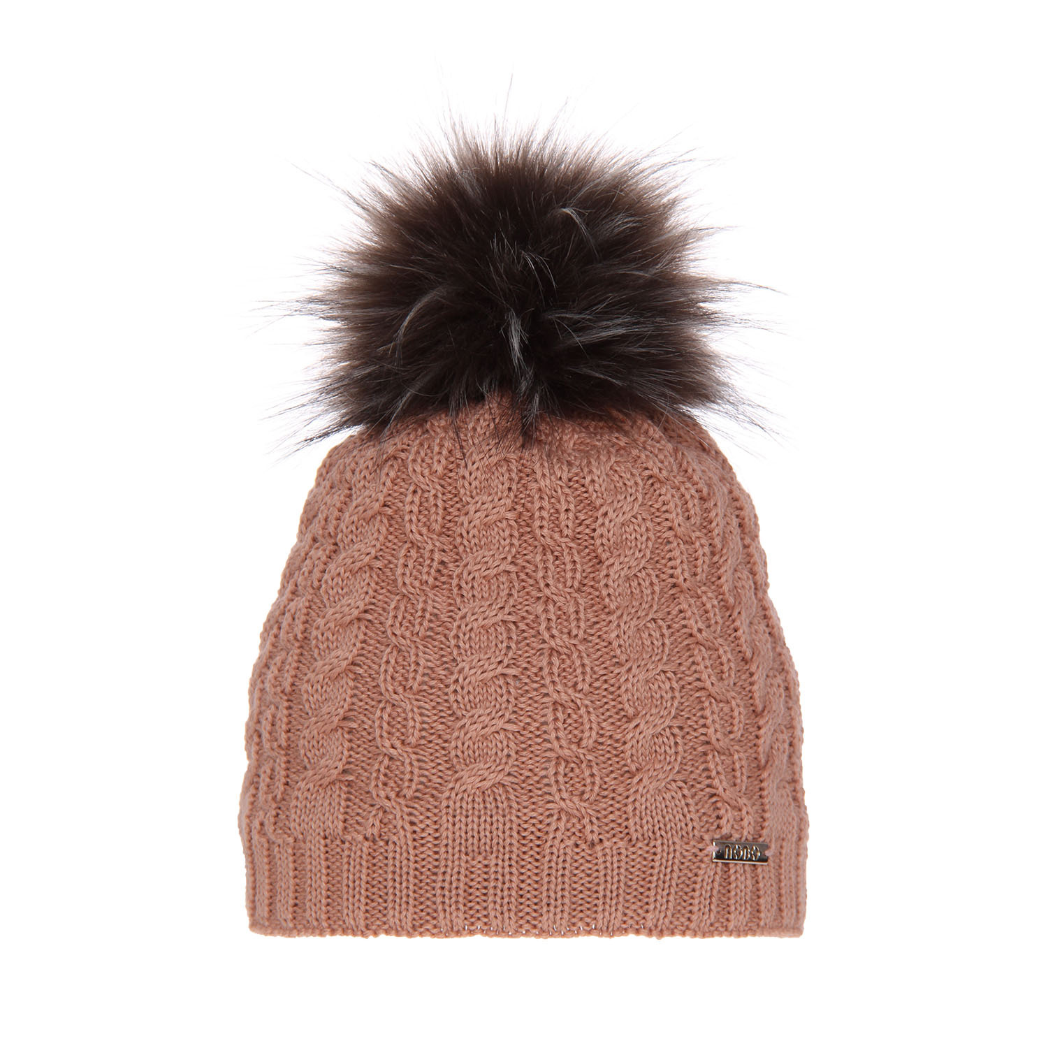 Dames wintermuts, roze, met garen pompon, met merinowol, Satina