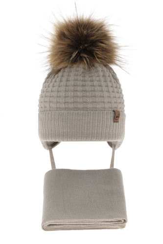 Ensemble d'hiver garçon: bonnet et écharpe, beige, Salem