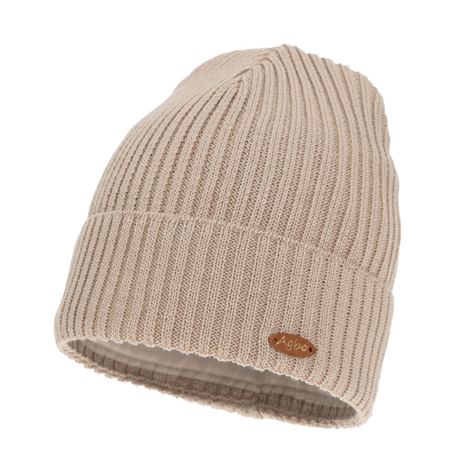 Beige dames wintermuts met merinowol Shila