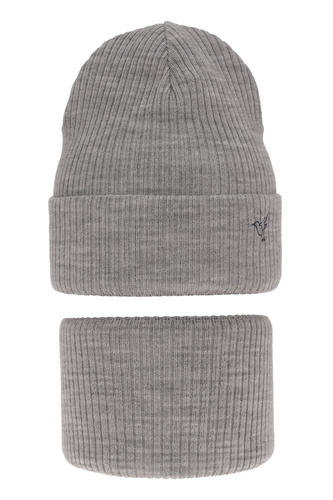 Ensemble d'hiver fille: bonnet et snood, gris, Rosetta