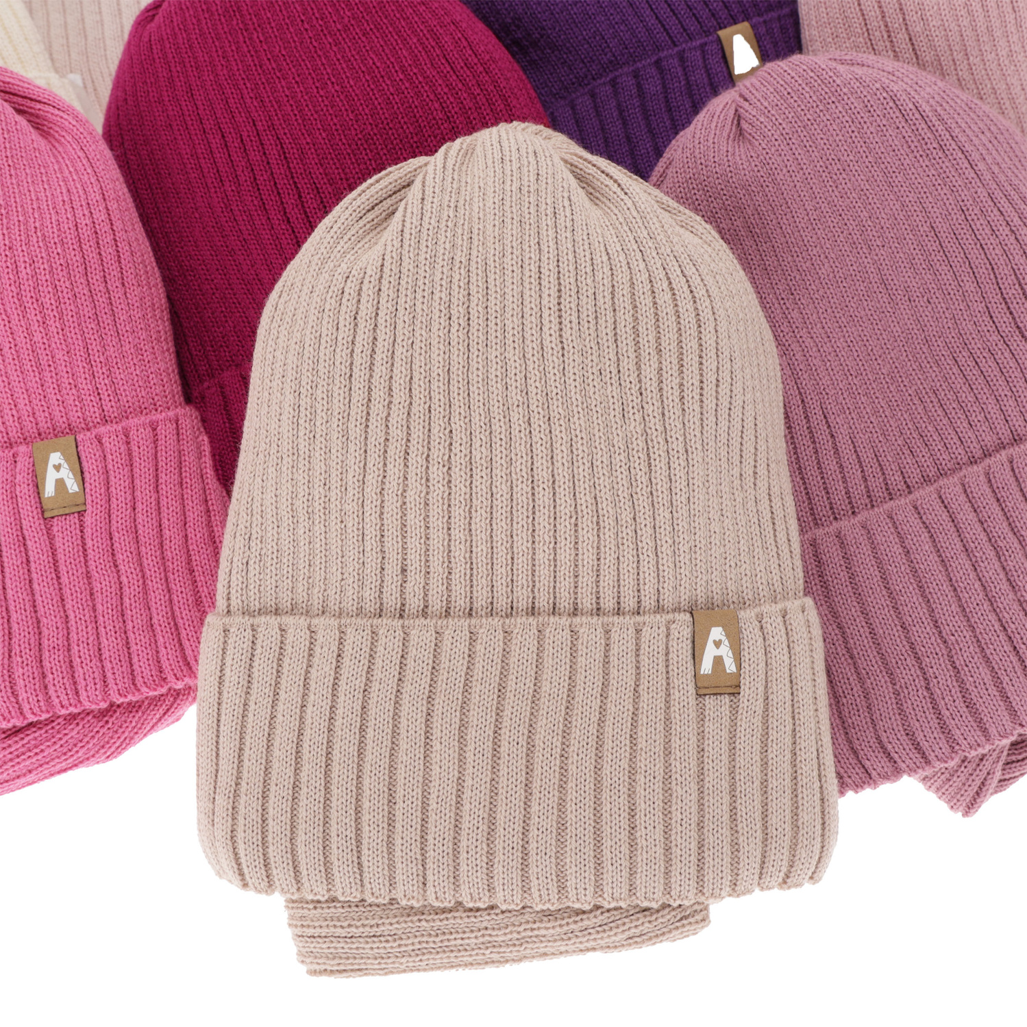 Ensemble d'hiver fille: bonnet et snood, rose, avec laine mérinos, doublé de polaire, Peggy