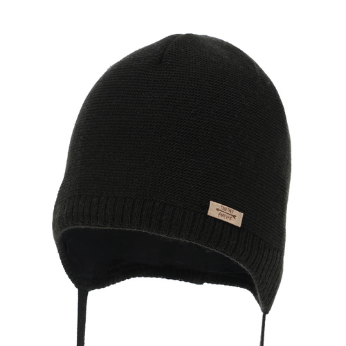 Meisjes herfst/lente muts, zwart, met bindkoorden, Svenja