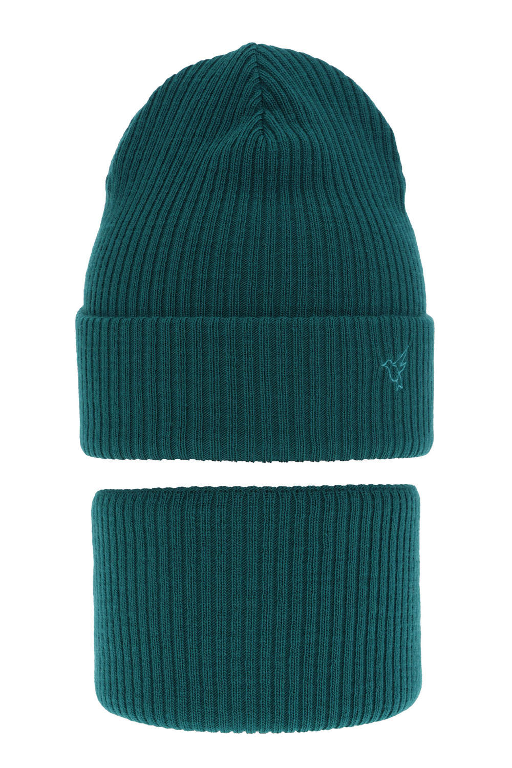 Ensemble d'hiver fille: bonnet et snood, vert émeraude, Rosetta