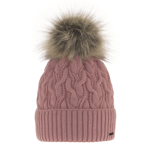 Bonnet d'hiver femme, rose, avec pompon, Deva