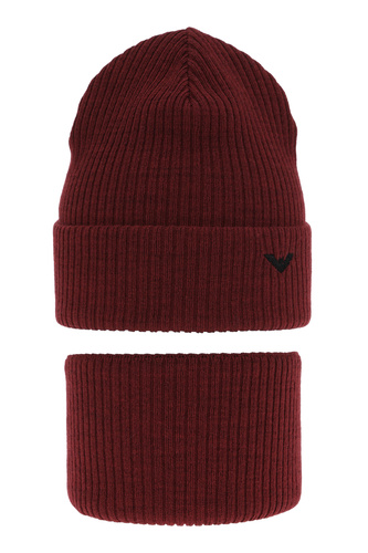 Ensemble d'hiver garçon: bonnet et snood, rouge, Romeo