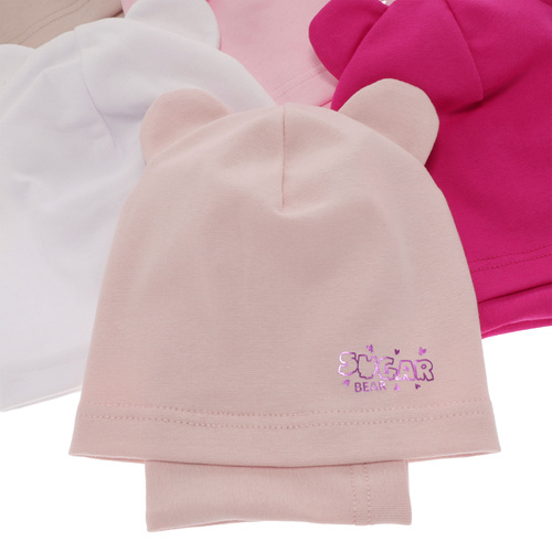 Ensemble automne/printemps fille: bonnet et snood, blanc, en coton, Cyntia
