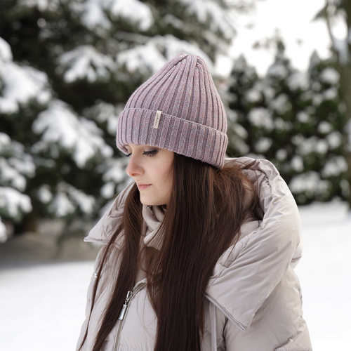 Bonnet d'hiver femme, rose, avec laine mérinos, Missi