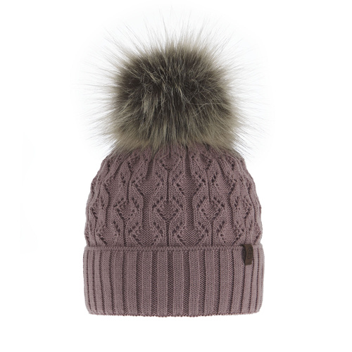 Bonnet d'hiver femme, hiver, wrzosowa, avec pompon, Katty