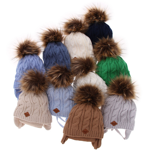 Ensemble d'hiver garçon: bonnet et écharpe, gris, avec pompon, Minor