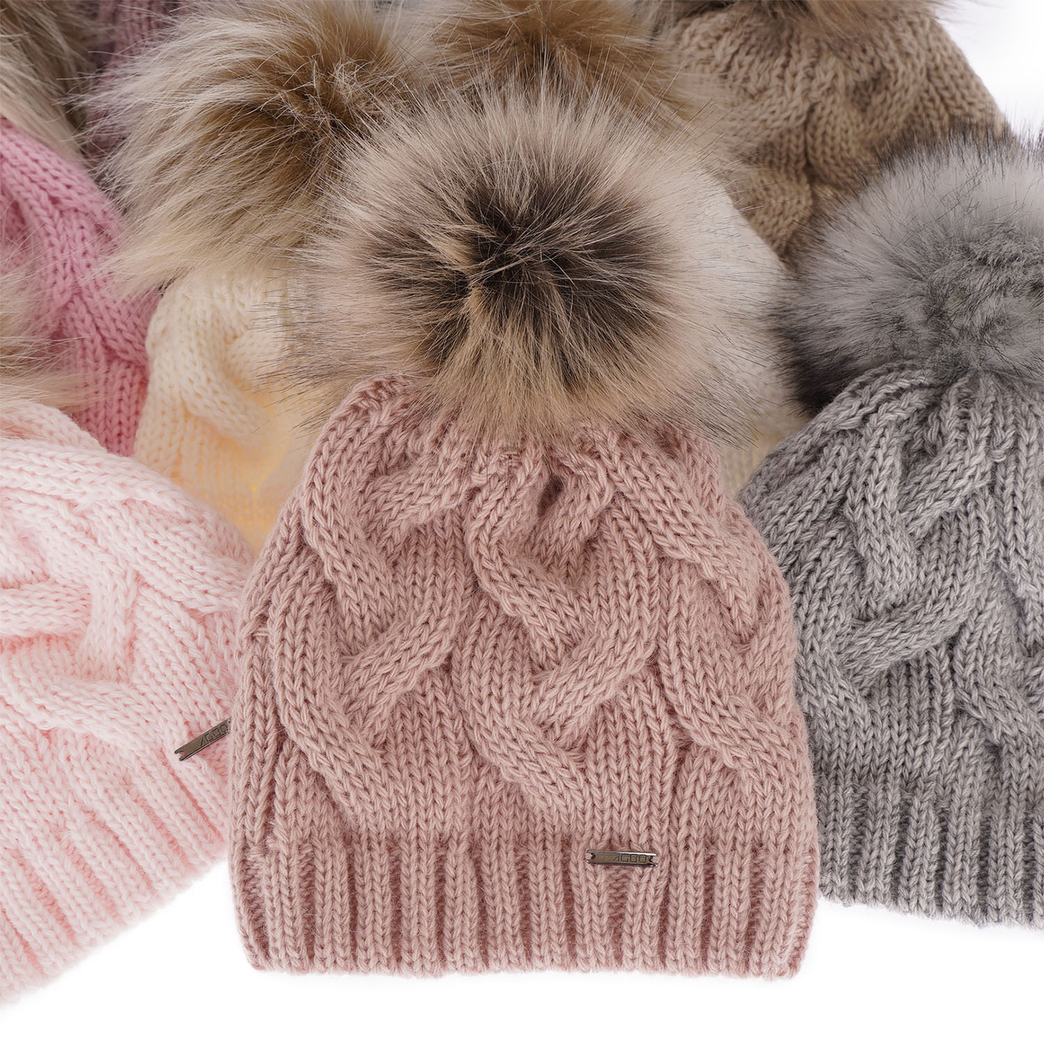 Bonnet d'hiver femme, noir, avec pompon, Terri