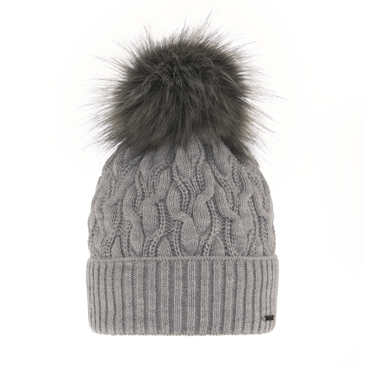 Bonnet d'hiver femme, gris, avec pompon, Deva