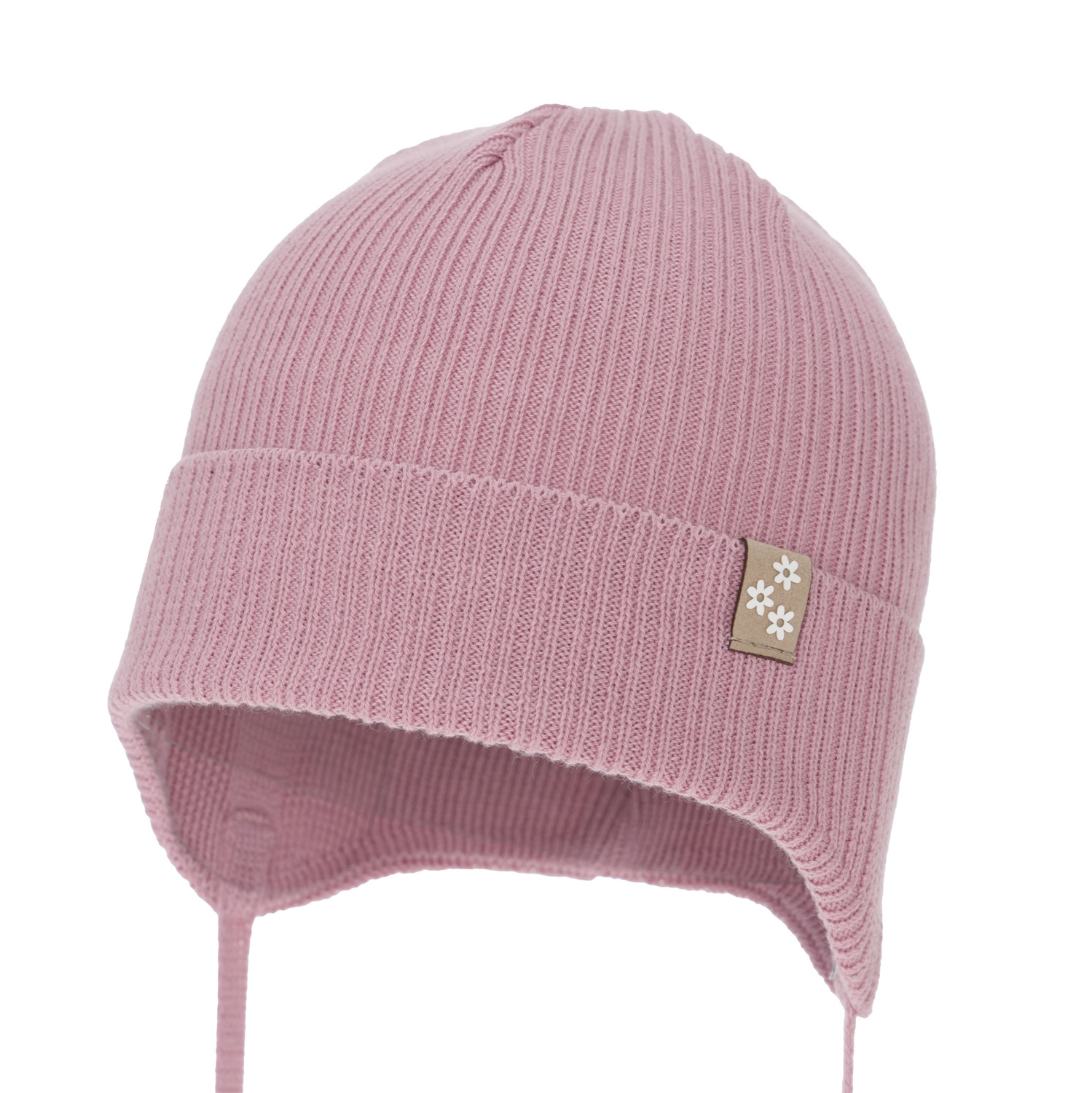 Meisjes herfst/lente muts, wrzosowa, met bindkoorden, 100% katoen, Lunara