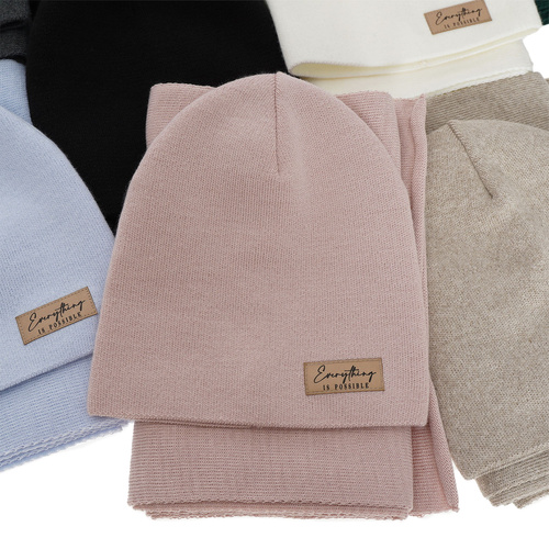 Dames herfst/lente set muts en sjaal, grijs, Zula