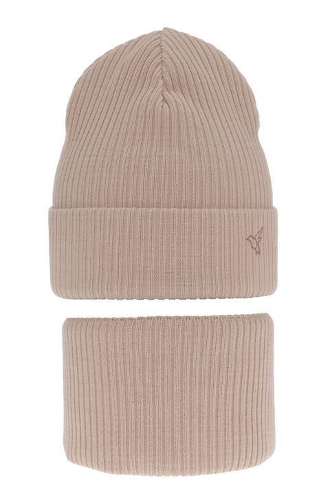 Ensemble d'hiver fille: bonnet et snood, beige, Rosetta