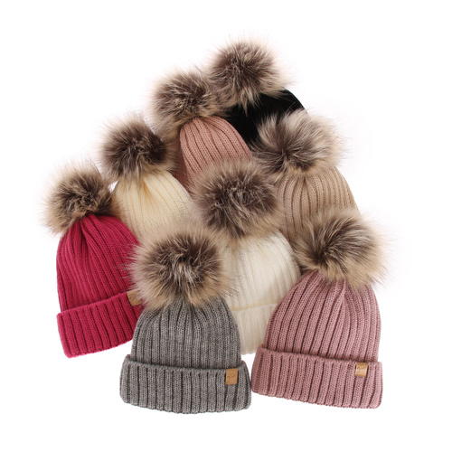 Bonnet d'hiver femme, blanc, avec pompon, Europa