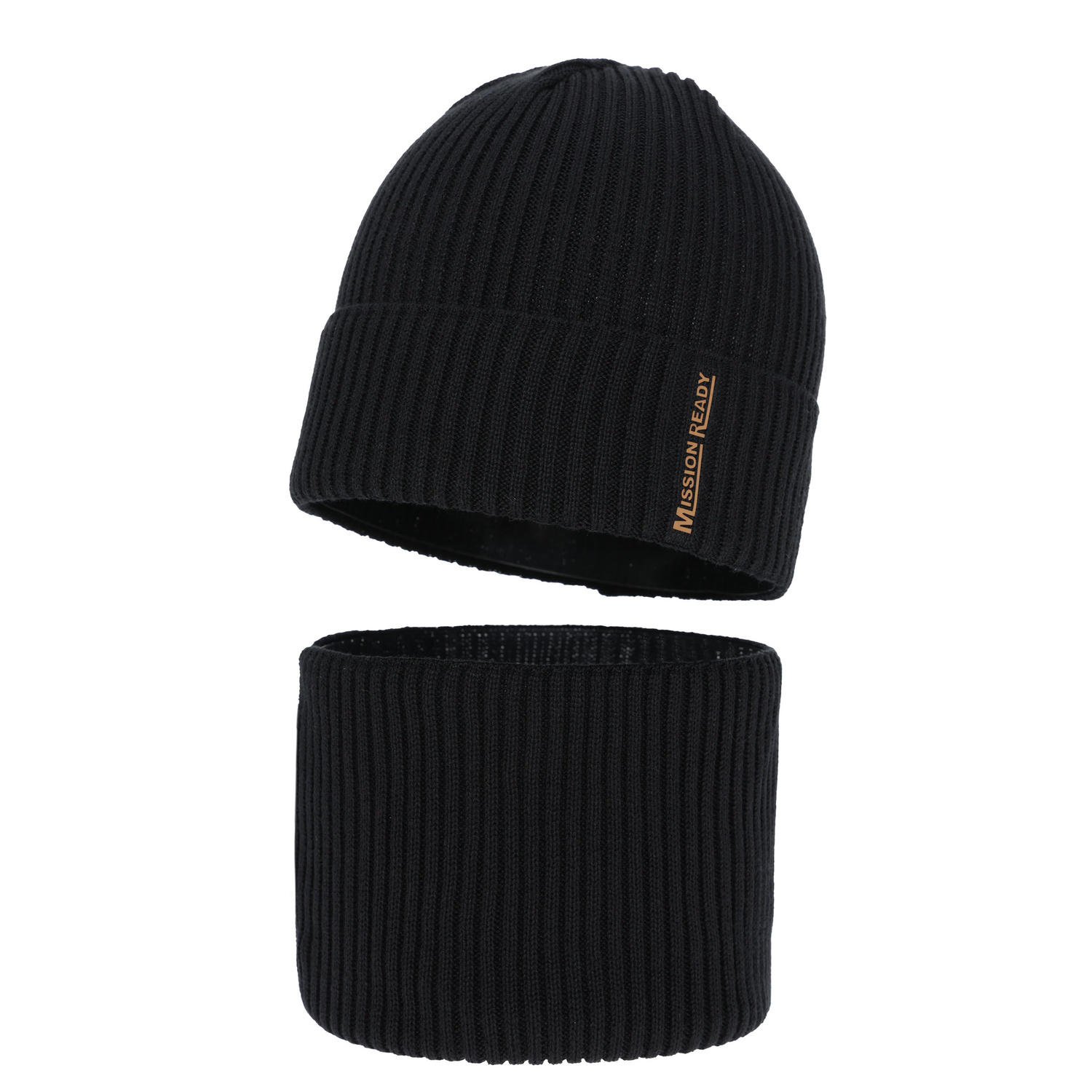 Jongens muts en col herfst, lente set, , met katoen, zwart, Norwin