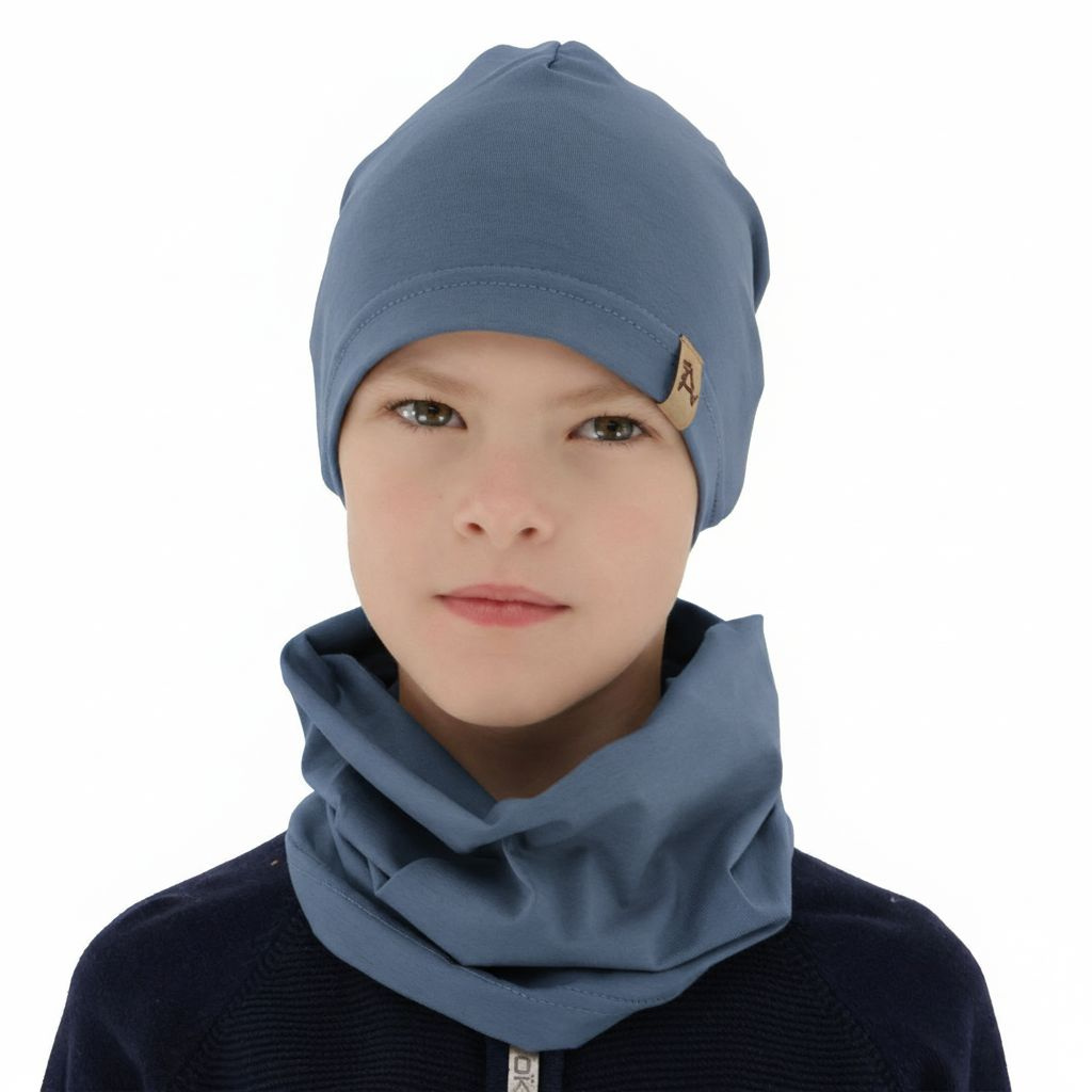 Ensemble automne/printemps garçon: bonnet et snood, bleu, Griffin
