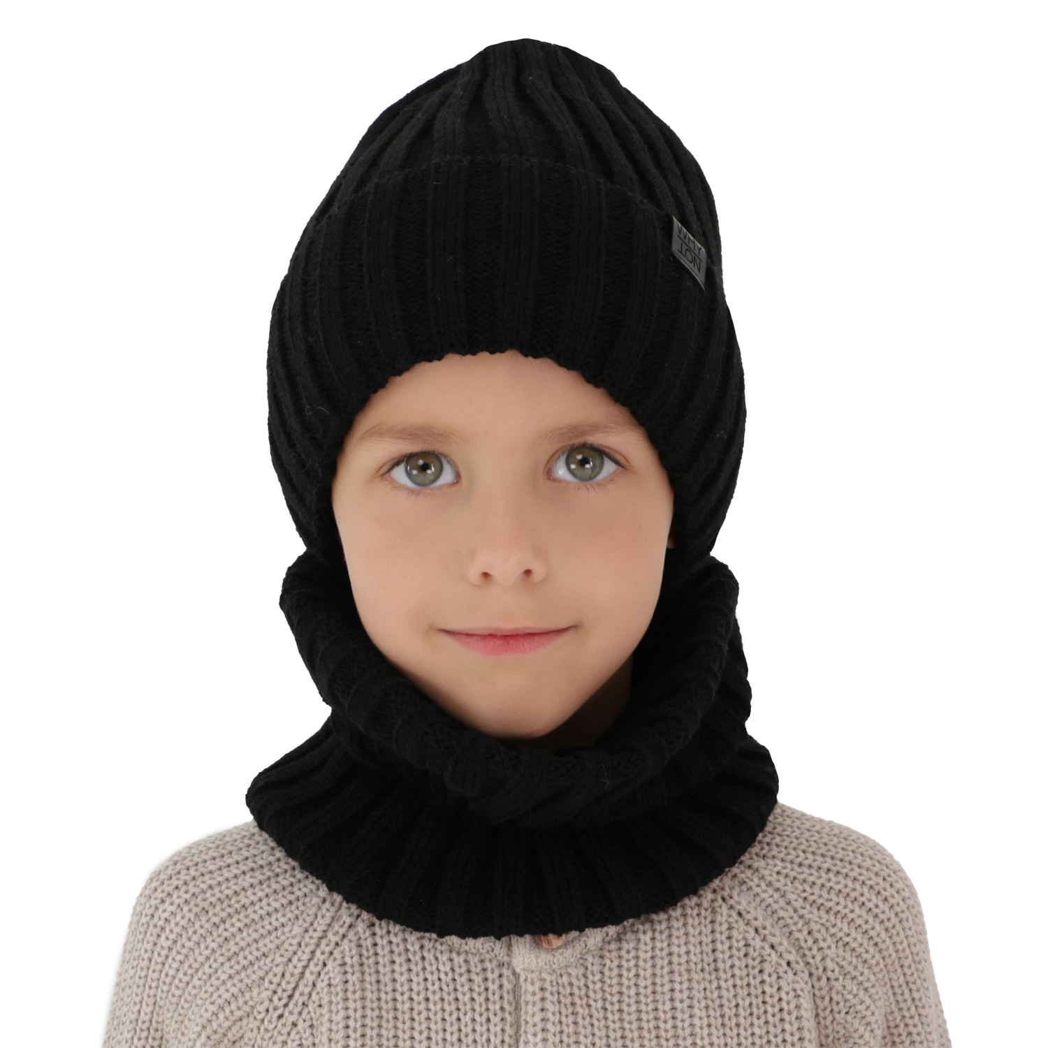 Ensemble d'hiver garçon: bonnet et snood, bleu marine, Baster