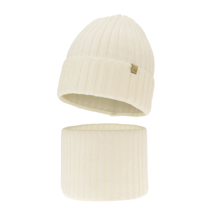 Ensemble d'hiver fille: bonnet et snood, crème, Mitti