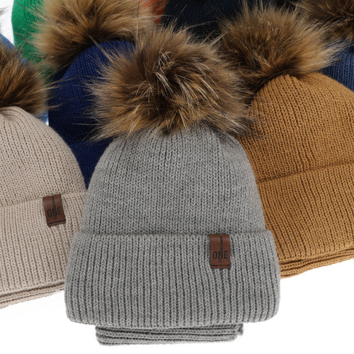 Ensemble d'hiver garçon: bonnet et snood, camel, avec pompon, Modus